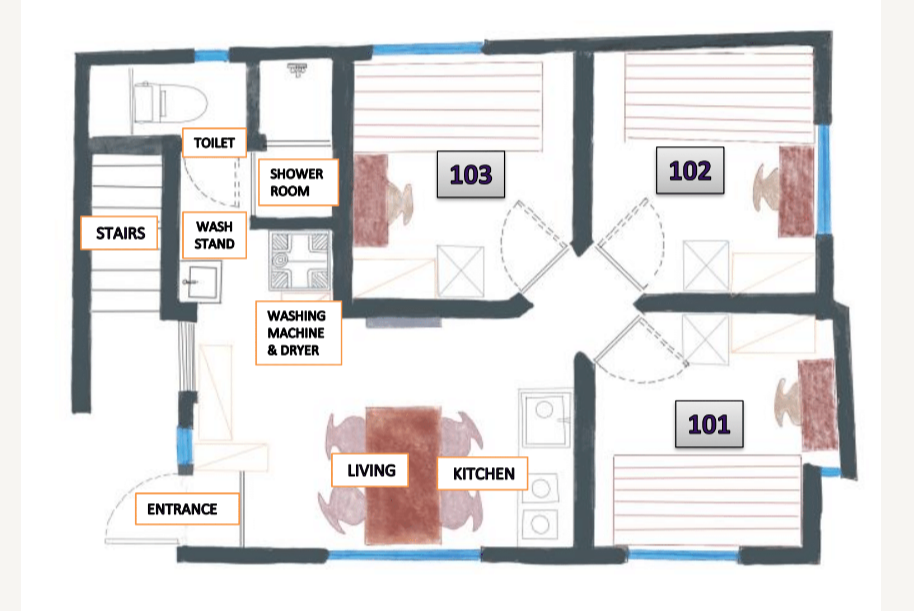 Entire room arrangement/ground plan　全体間取・平面図