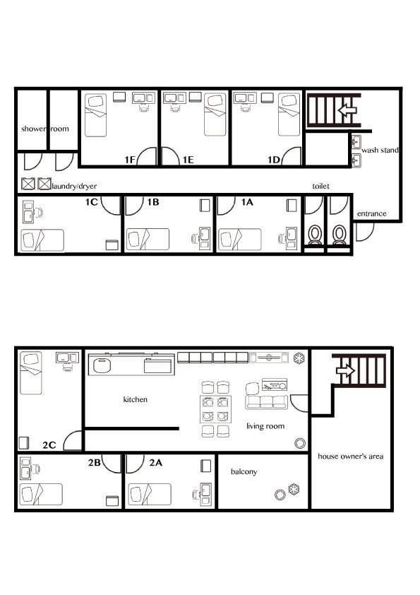 Entire room arrangement/ground plan　全体間取・平面図