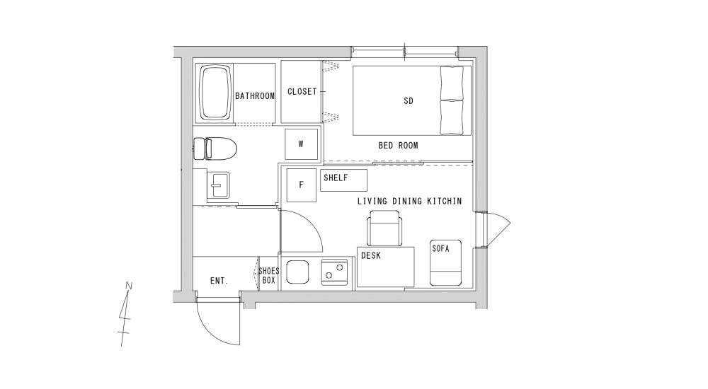 Entire room arrangement/ground plan　全体間取・平面図