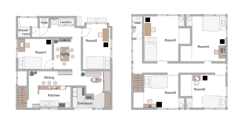 Entire room arrangement/ground plan　全体間取・平面図