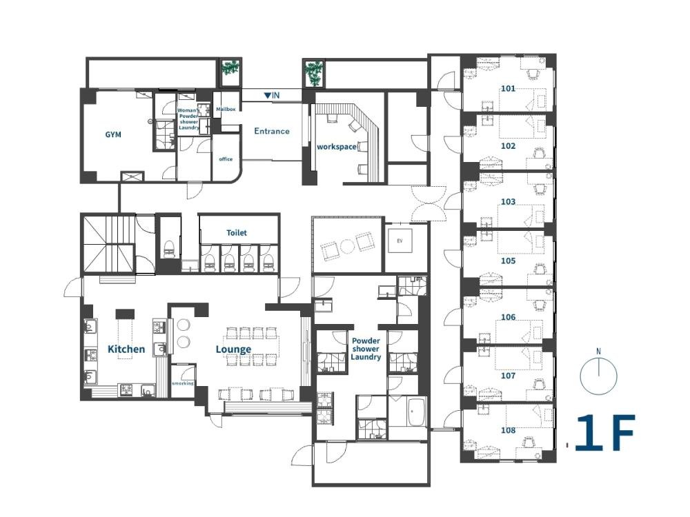 Entire room arrangement/ground plan　全体間取・平面図