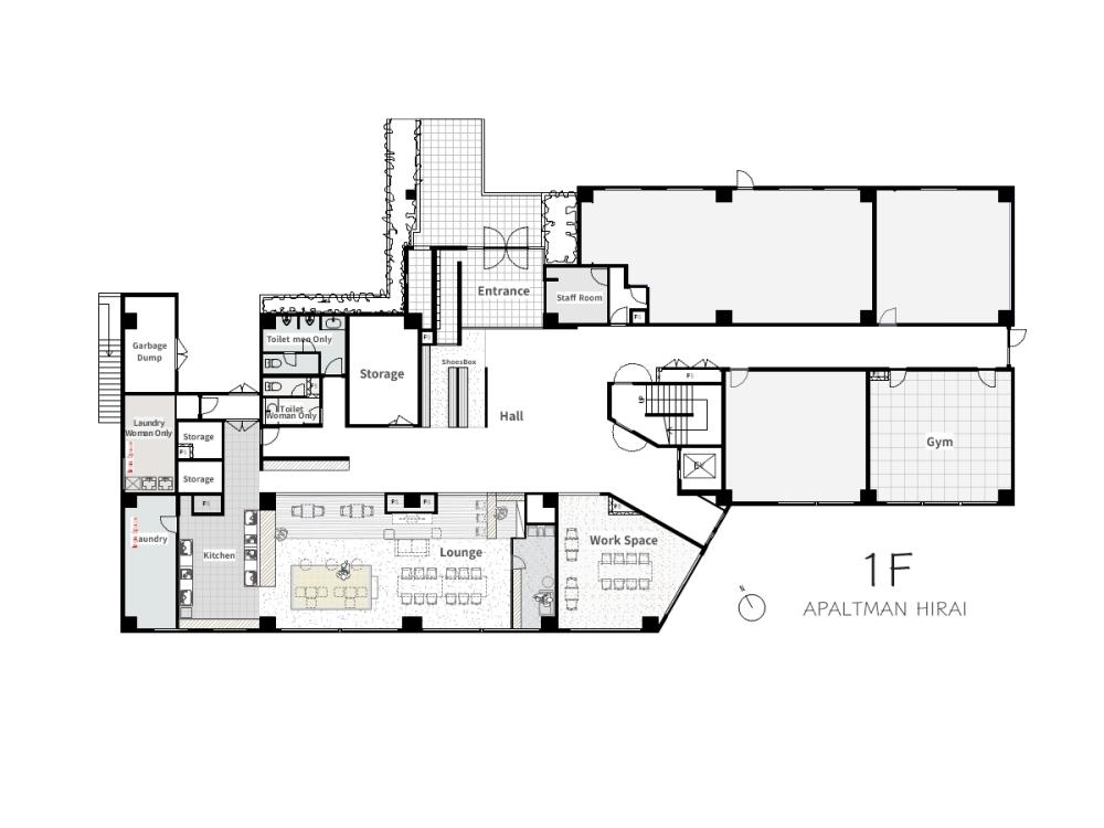 Entire room arrangement/ground plan　全体間取・平面図