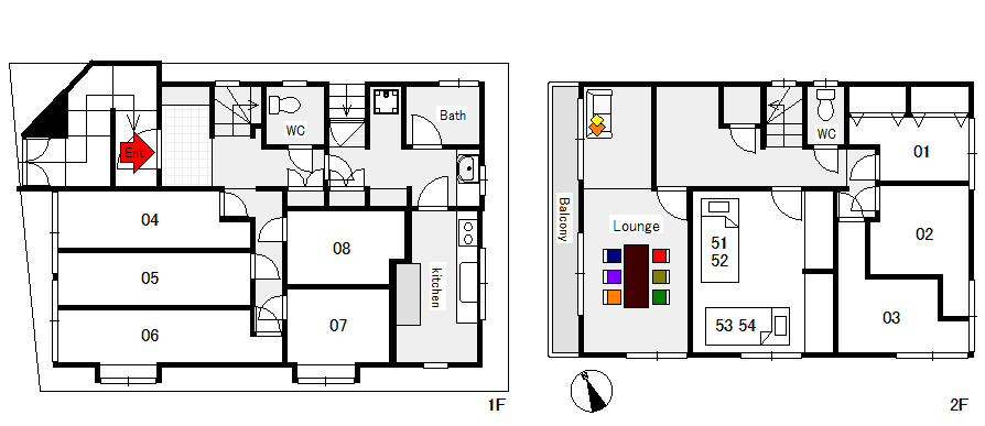 Entire room arrangement/ground plan　全体間取・平面図