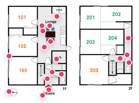 Entire room arrangement/ground plan　全体間取・平面図