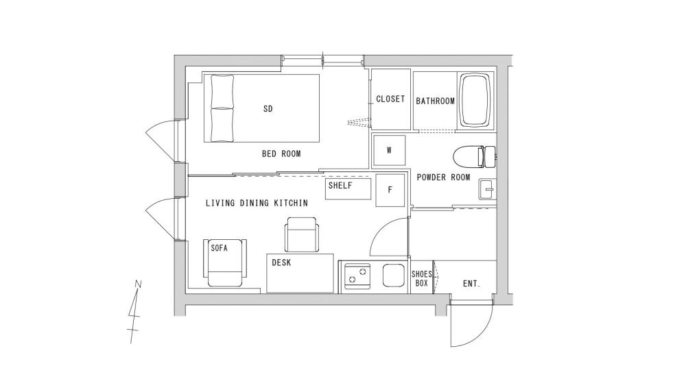 Entire room arrangement/ground plan 全体間取・平面図