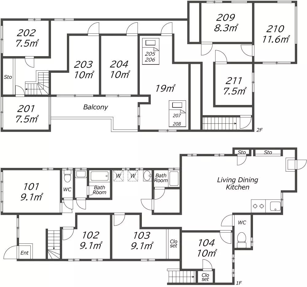 Entire room arrangement/ground plan 全体間取・平面図