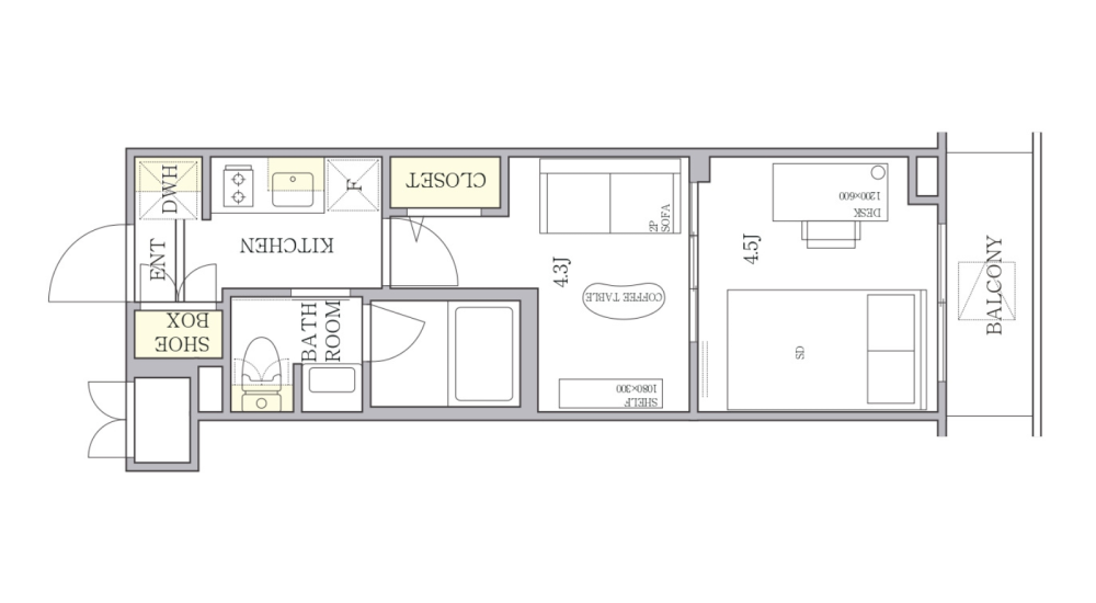 Entire room arrangement/ground plan　全体間取・平面図