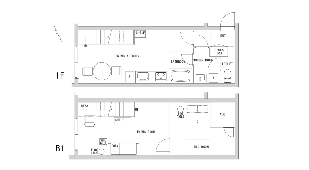 Entire room arrangement/ground plan　全体間取・平面図