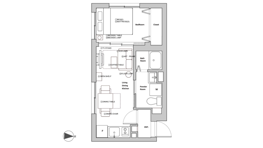 Entire room arrangement/ground plan　全体間取・平面図