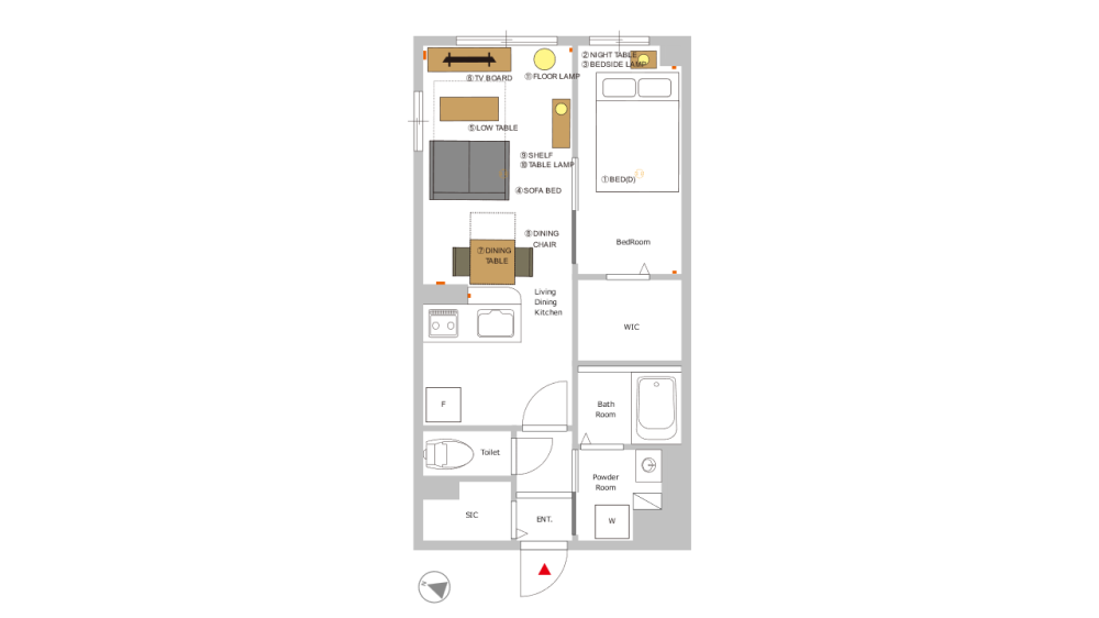 Entire room arrangement/ground plan　全体間取・平面図