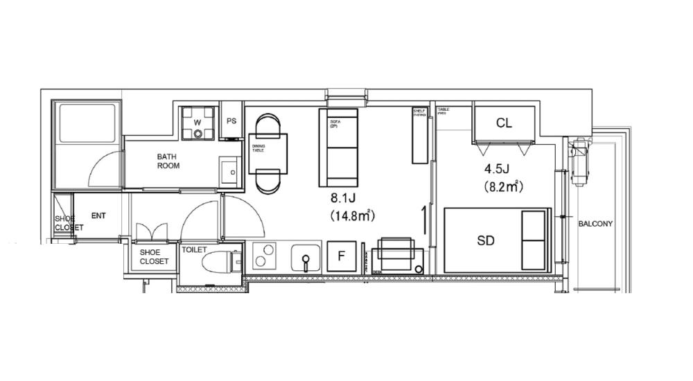 Entire room arrangement/ground plan　全体間取・平面図