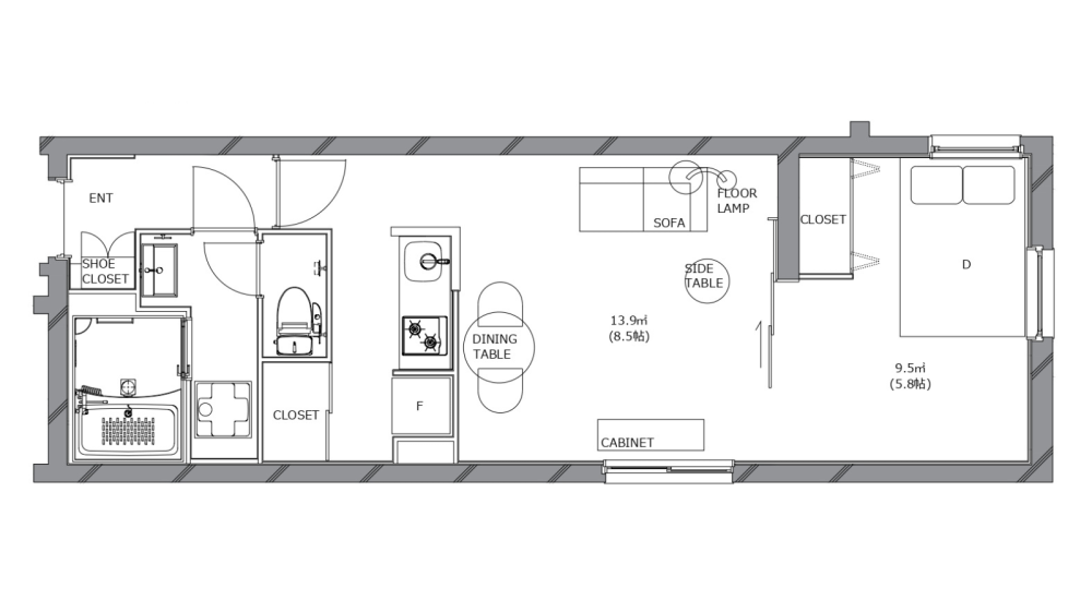 Entire room arrangement/ground plan　全体間取・平面図