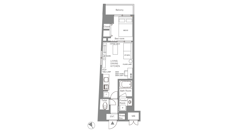 Entire room arrangement/ground plan　全体間取・平面図