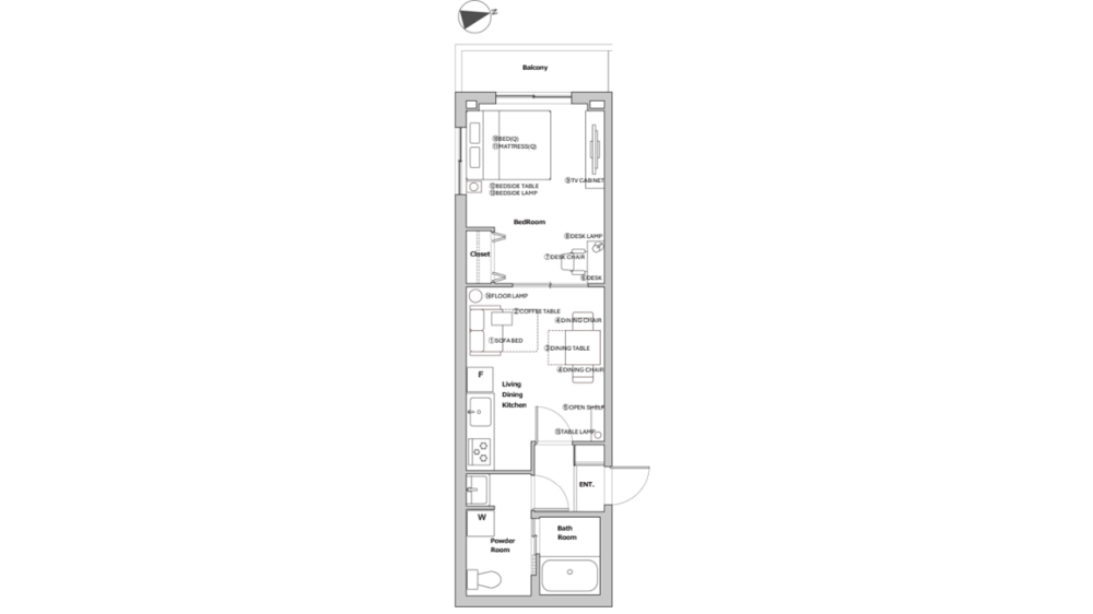Entire room arrangement/ground plan 全体間取・平面図