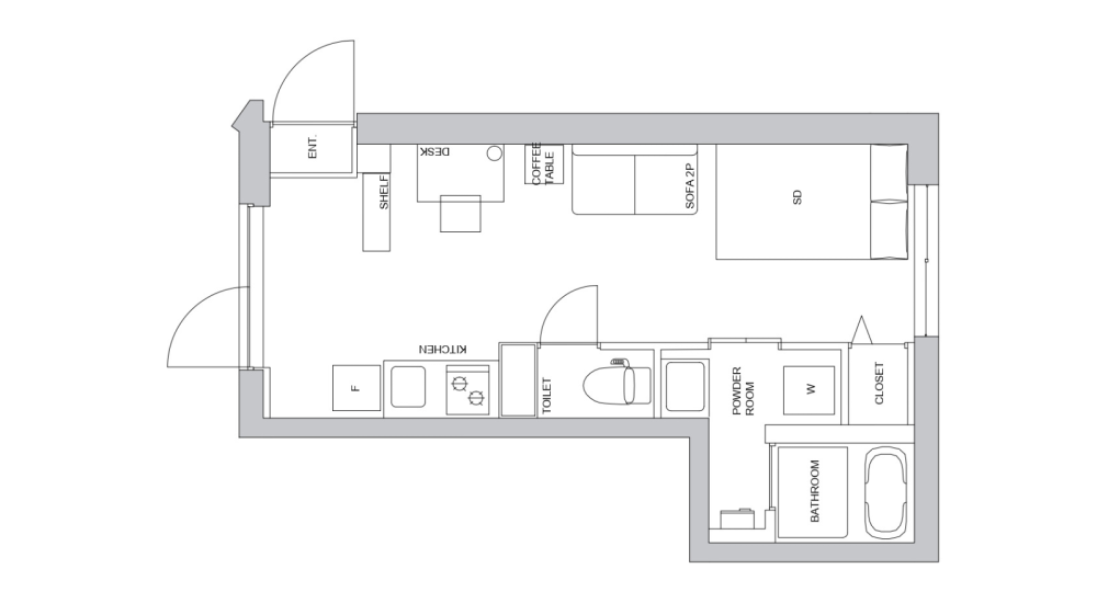 Entire room arrangement/ground plan　全体間取・平面図
