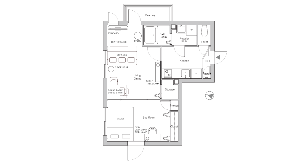 Entire room arrangement/ground plan　全体間取・平面図
