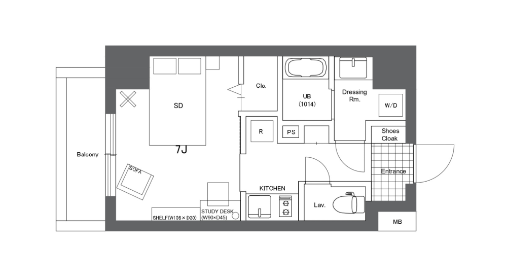 Entire room arrangement/ground plan　全体間取・平面図
