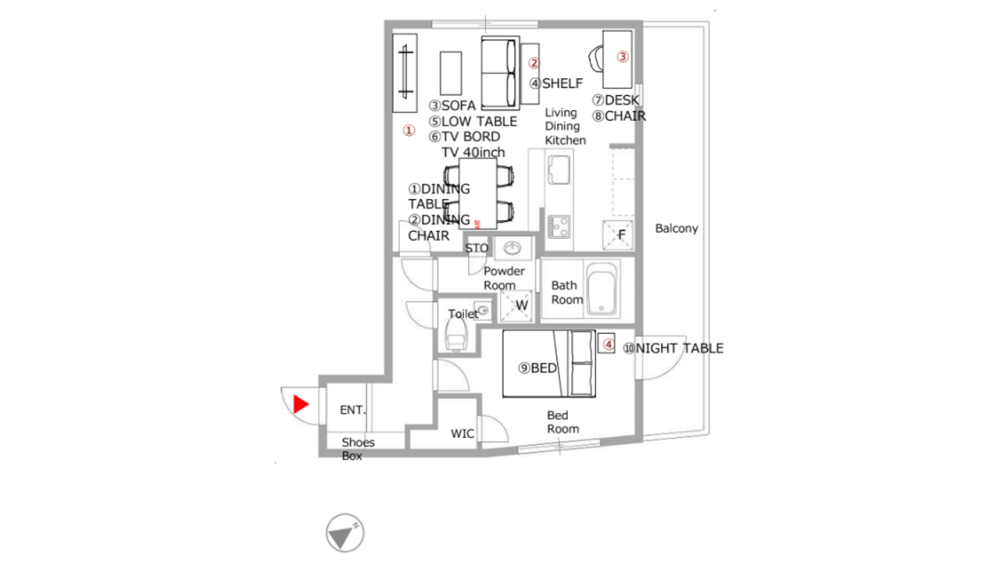 Entire room arrangement/ground plan　全体間取・平面図