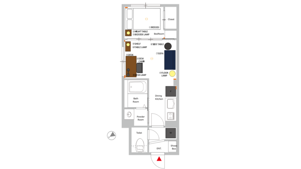 Entire room arrangement/ground plan　全体間取・平面図