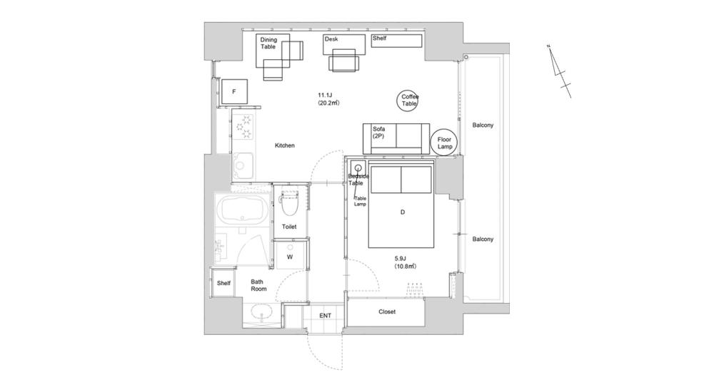 Entire room arrangement/ground plan　全体間取・平面図