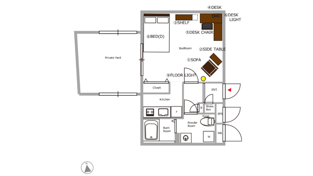 Entire room arrangement/ground plan　全体間取・平面図