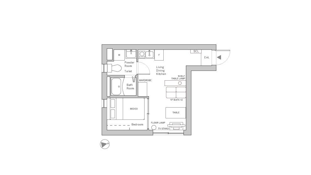 Entire room arrangement/ground plan 全体間取・平面図