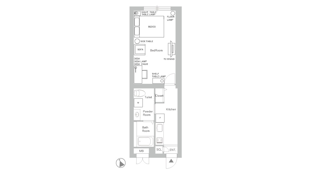 Entire room arrangement/ground plan 全体間取・平面図