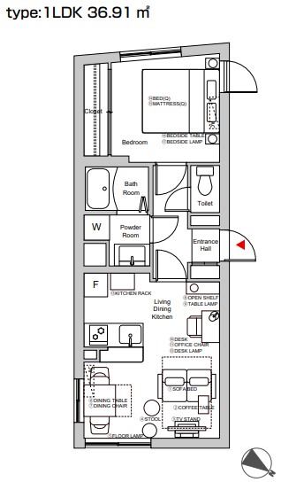 Entire room arrangement/ground plan 全体間取・平面図