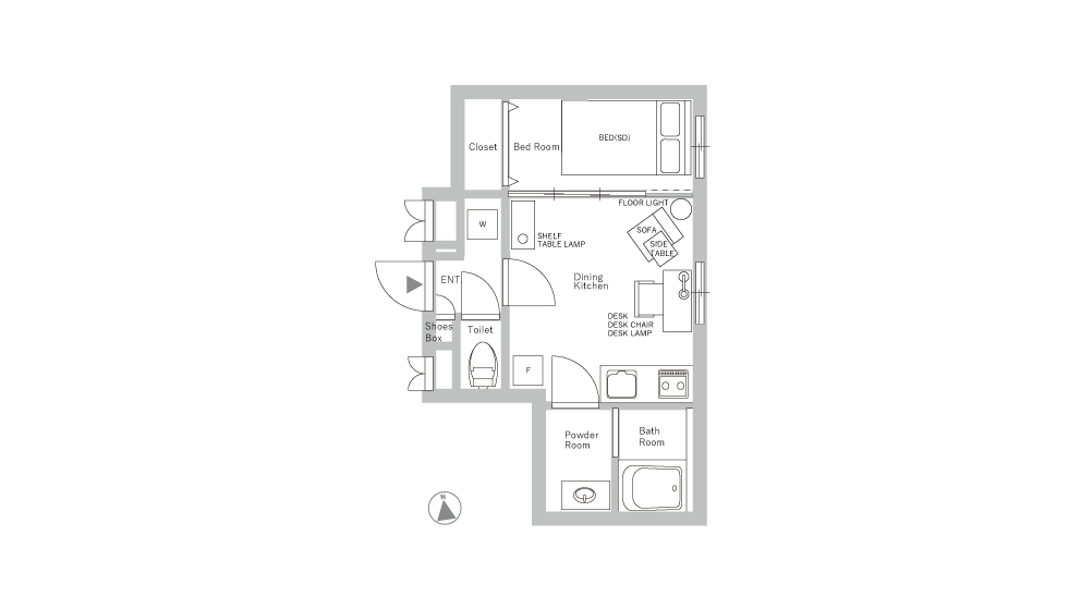 Entire room arrangement/ground plan 全体間取・平面図