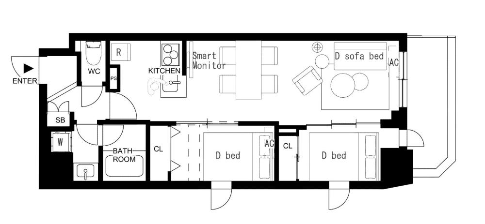 Entire room arrangement/ground plan 全体間取・平面図
