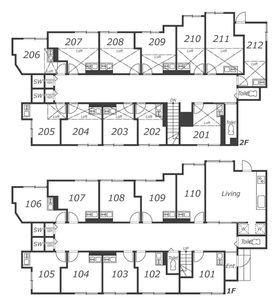 Entire room arrangement/ground plan 全体間取・平面図