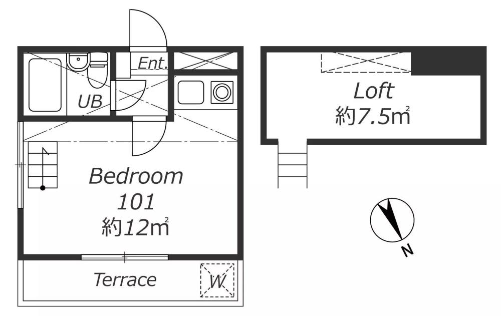 Entire room arrangement/ground plan　全体間取・平面図