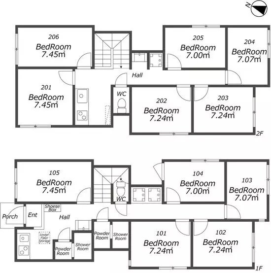 Entire room arrangement/ground plan　全体間取・平面図