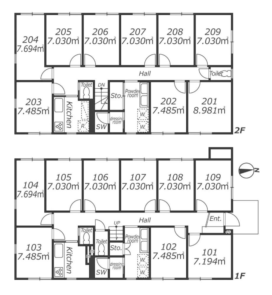 Entire room arrangement/ground plan 全体間取・平面図